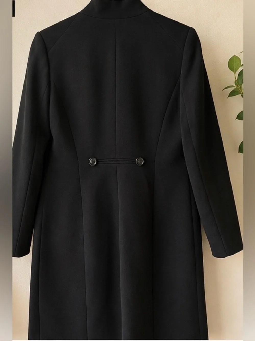 Calvin Klein Black Military Style Stretch Coat Jacket Size 6 - Picture 4 of 5